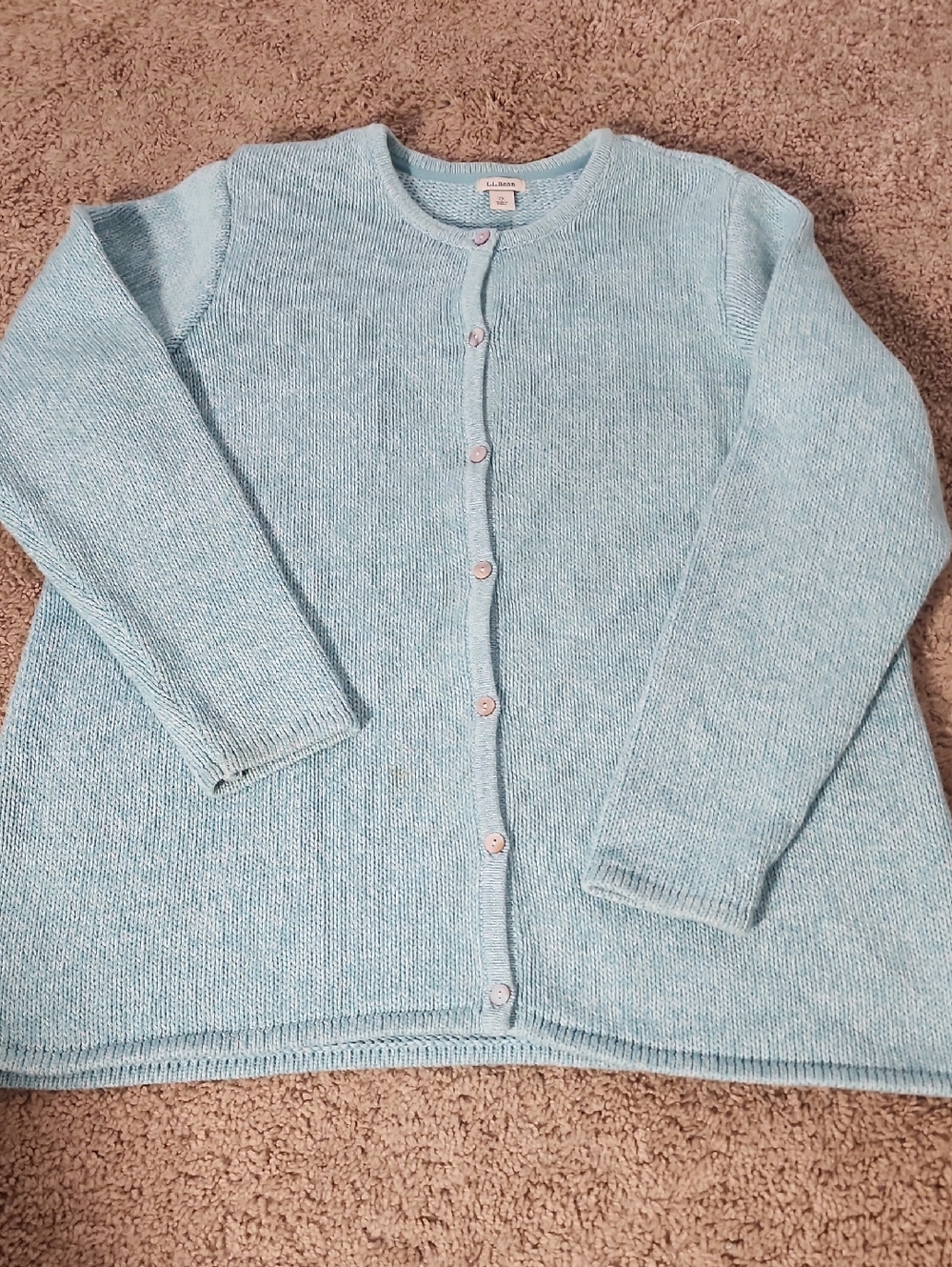 L.L. Bean Soft Sky Blue Button-Front Knit Cardigan